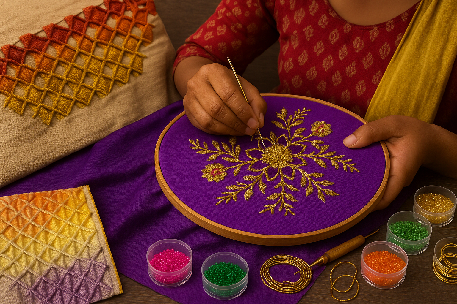 Hand Embroidery with Fabric Smocking